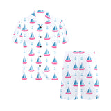 Sailboat anchor pattern Men's V-Neck Short Pajama Set