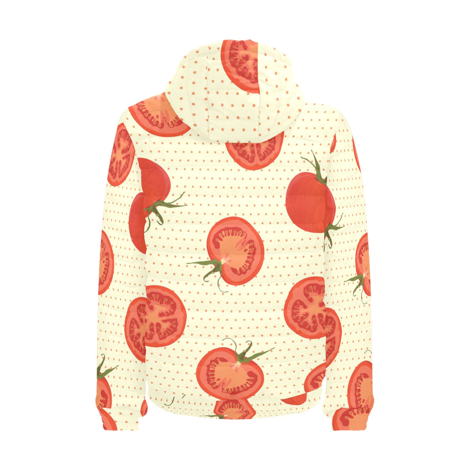 Tomato dot background Men's Padded Hooded Jacket