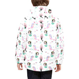 cute mermaid dolphin fish starfish pattern Kids' Boys' Girls' Padded Hooded Jacket