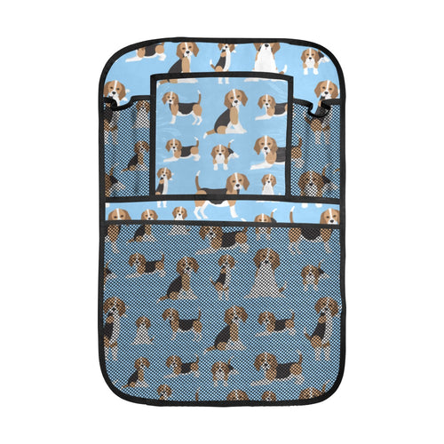 Beagle dog blue background pattern Car Seat Back Organizer