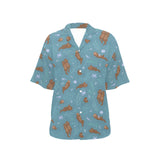 Sea otters pattern Women's All Over Print Hawaiian Shirt