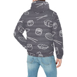 sushi pattern black background Men's Padded Hooded Jacket