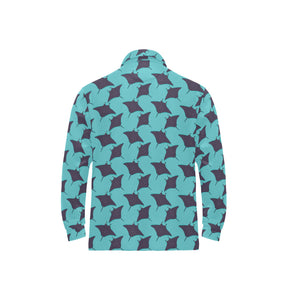 Stingray Pattern Print Design 02 Men's Long Sleeve Polo Shirt