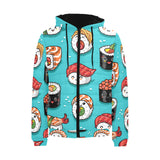 Cute sushi pattern Men's Padded Hooded Jacket