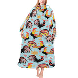Rooster chicken cock snowfalke Blanket Robe with Sleeves