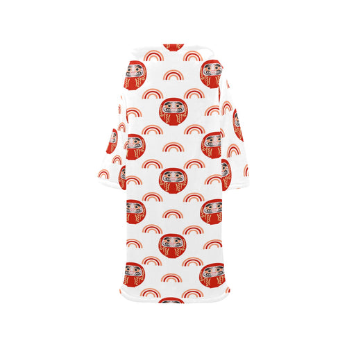 Daruma japanese wooden doll design pattern Blanket Robe with Sleeves