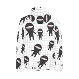 Ninja pattern plaid background Men's Padded Hooded Jacket