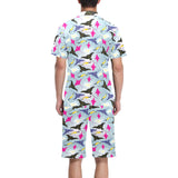 Stingray Pattern Print Design 01 Men's V-Neck Short Pajama Set