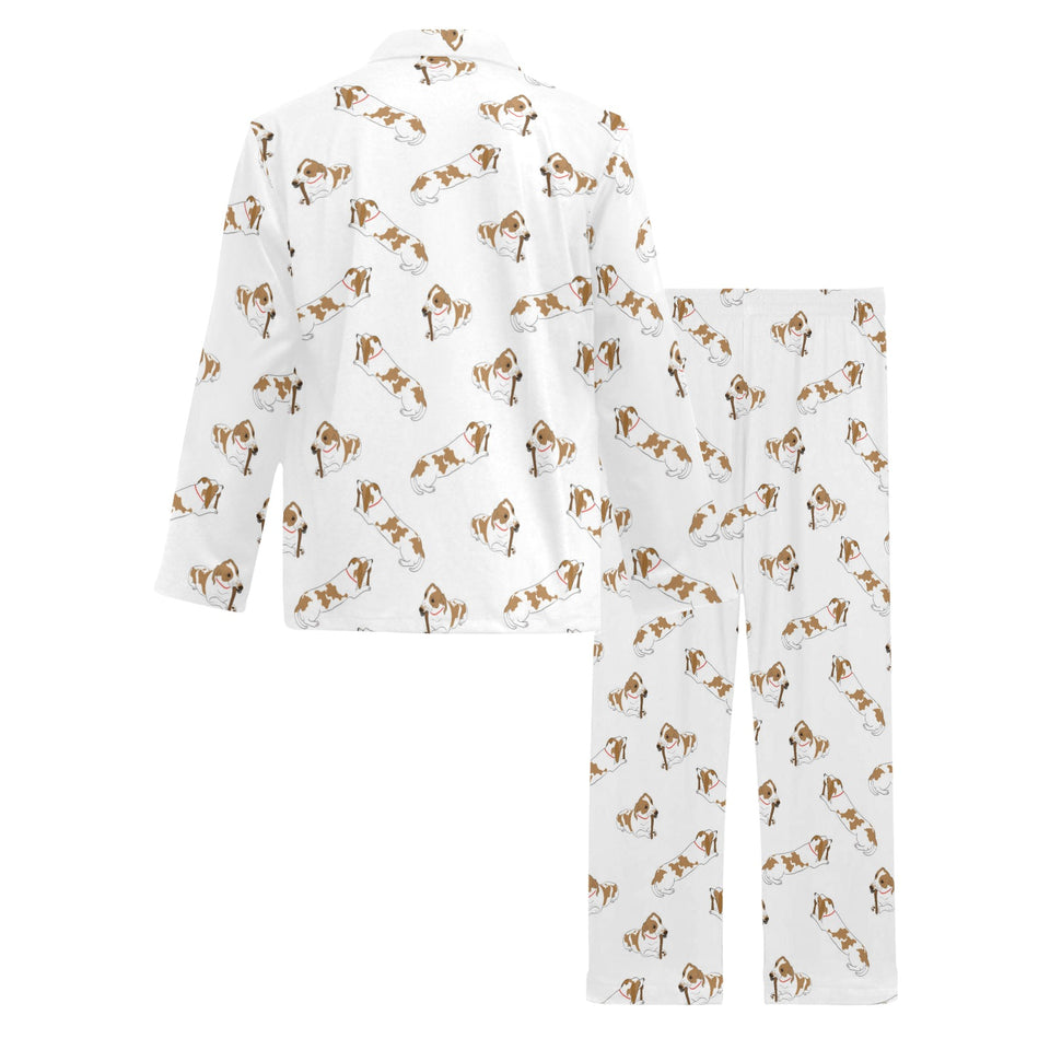 Jack Russel Pattern Print Design 04 Men's Long Pajama Set