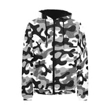 Black white camouflage pattern Men's Padded Hooded Jacket