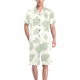 Ginkgo leaves pattern Men's V-Neck Short Pajama Set