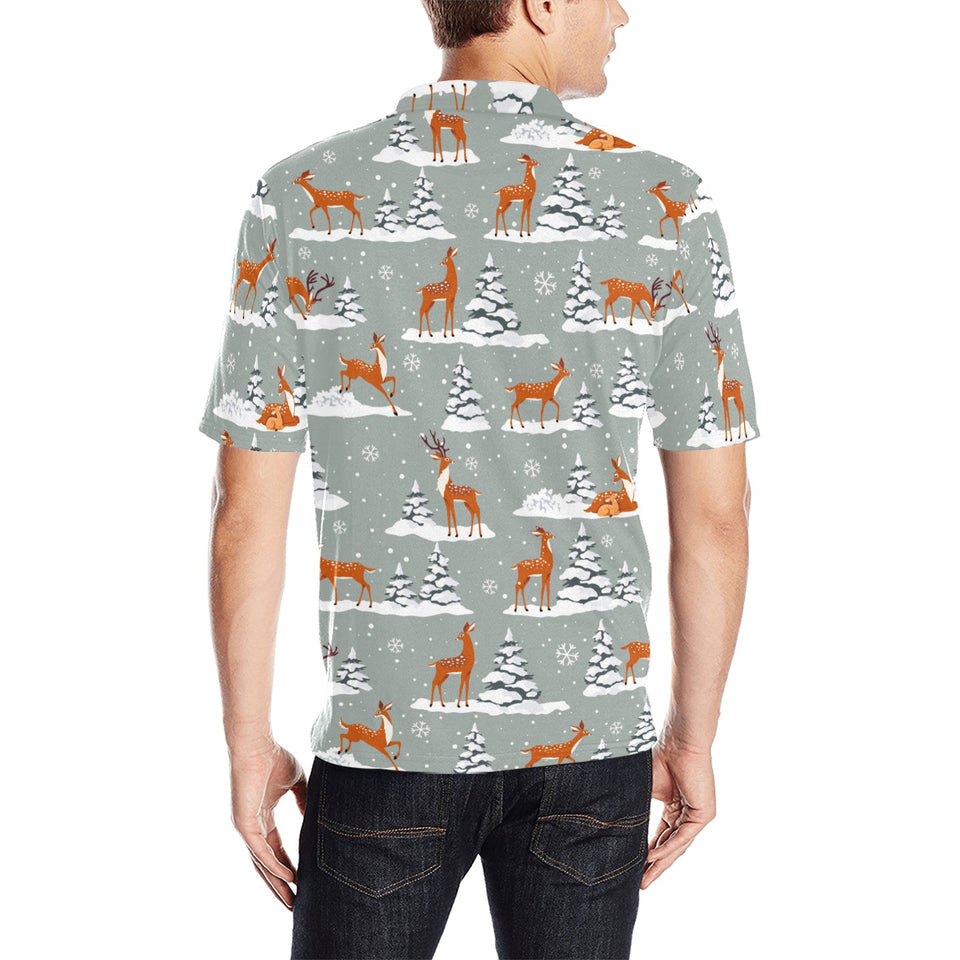 Beautiful deers Winter Christmas Men's All Over Print Polo Shirt