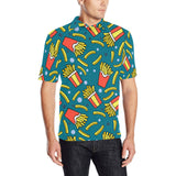 French fries red paper box pattern Men's All Over Print Polo Shirt