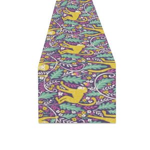 Cute yellow monkey leaves pattern Table Runner