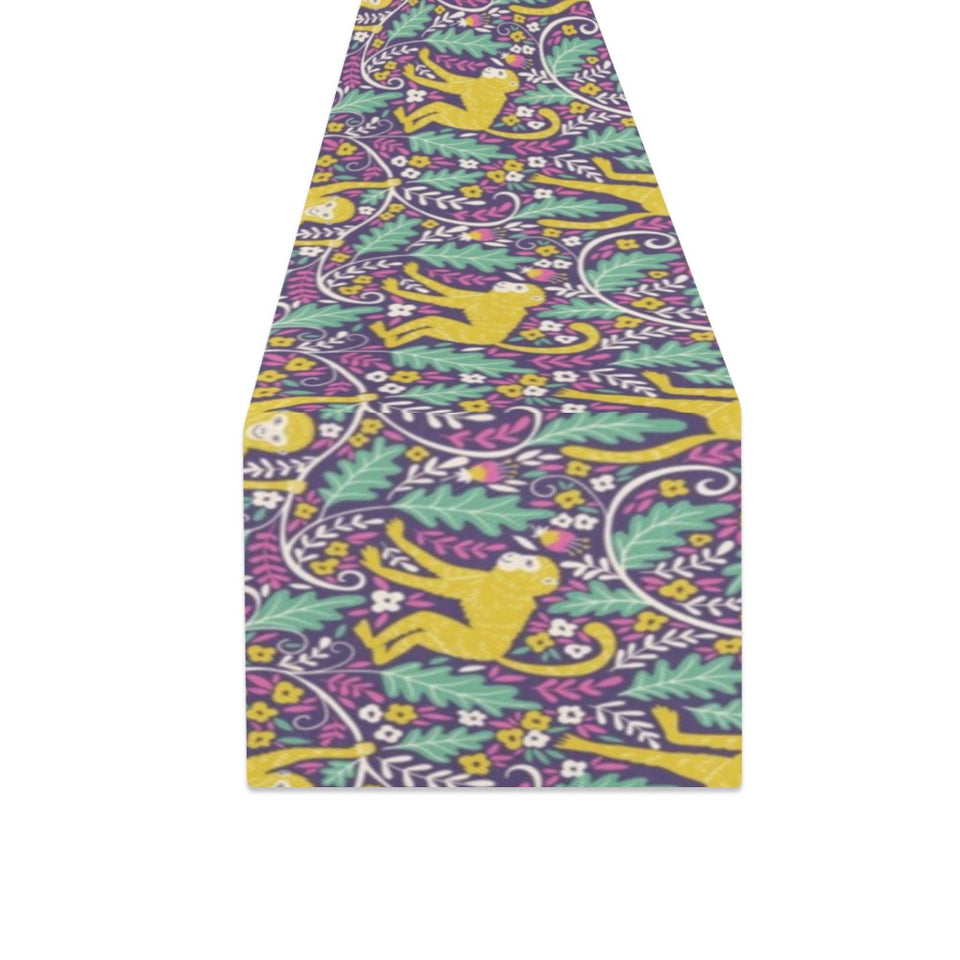 Cute yellow monkey leaves pattern Table Runner