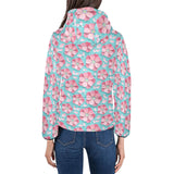 3D sakura cherry blossom pattern Women's Padded Hooded Jacket