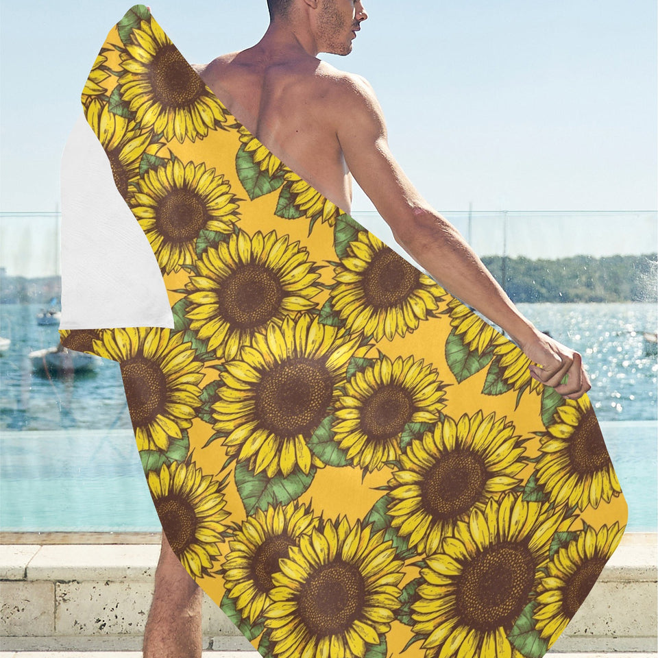 Sunflower pattern Beach Towel