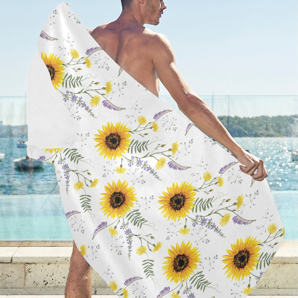 beautiful sunflowers pattern Beach Towel