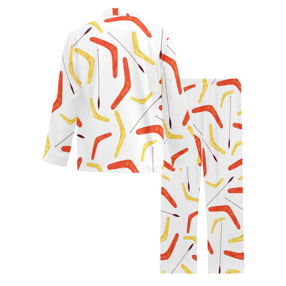 Waterclor boomerang Australian aboriginal ornament Men's Long Pajama Set