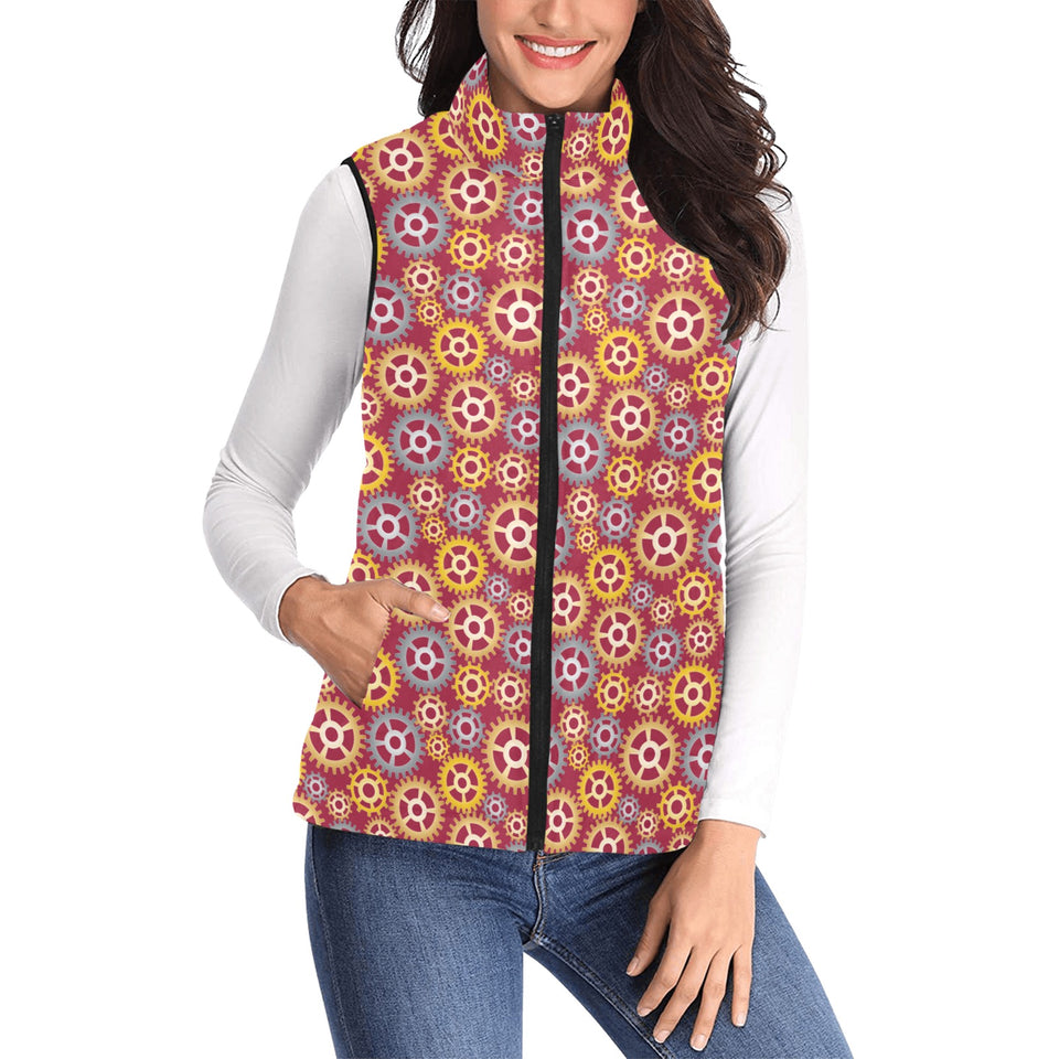 Gear Pattern Print Design 04 Women's Padded Vest