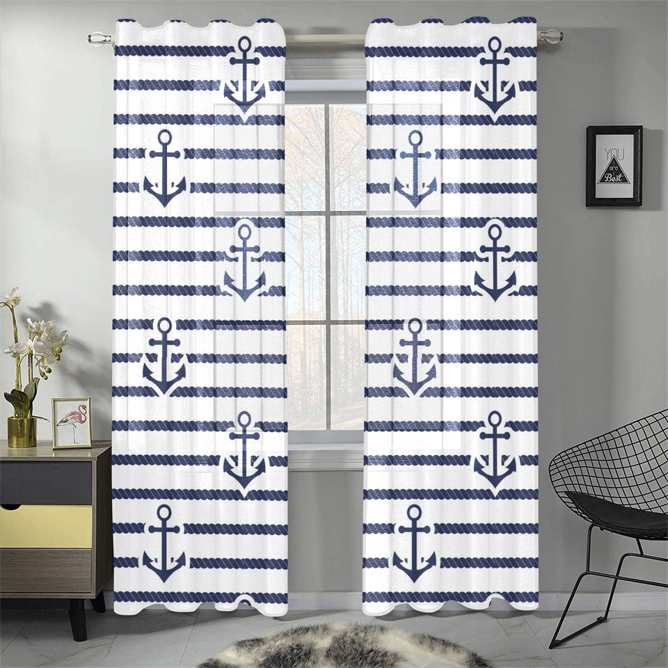 Anchor rope nautical pattern Gauze Curtain