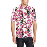 Toucan flower design pattern Men's All Over Print Polo Shirt