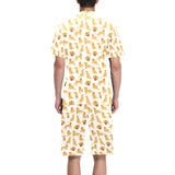 Golden Retriever Pattern Print Design 05 Men's V-Neck Short Pajama Set