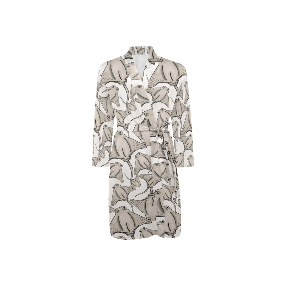 Stingray Pattern Print Design 05 Men's Long Sleeve Belted Night Robe