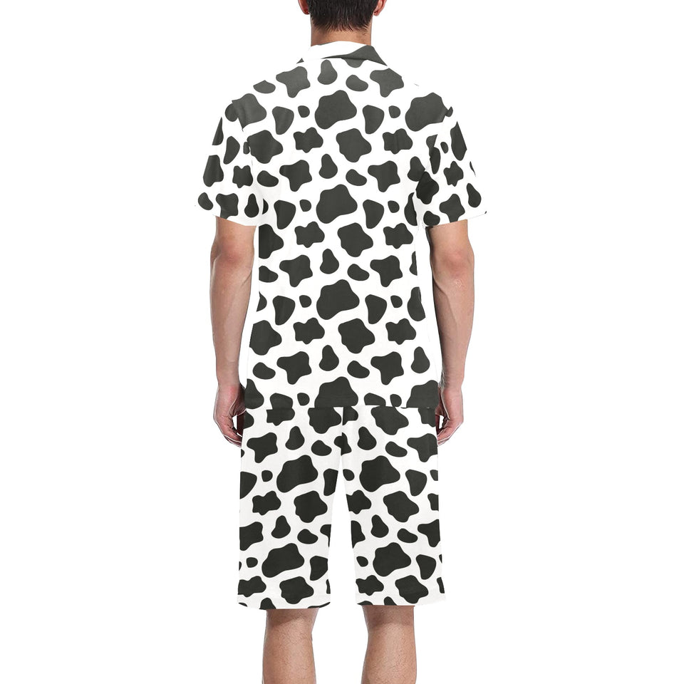 Cow skin pattern Men's V-Neck Short Pajama Set