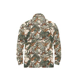 Monkey tropical leaves background Men's Long Sleeve Polo Shirt