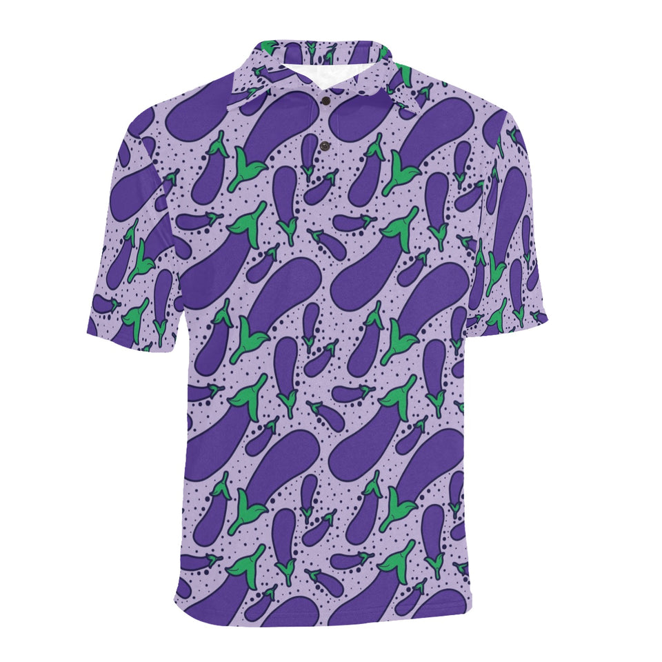 Eggplant Pattern Print Design 03 Men's All Over Print Polo Shirt