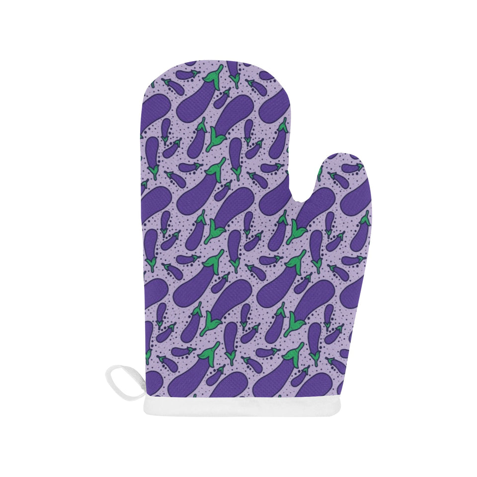 Eggplant Pattern Print Design 03 Heat Resistant Oven Mitts
