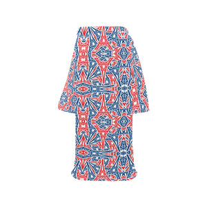 Blue Red Eiffel Tower Pattern Print Design 02 Blanket Robe with Sleeves