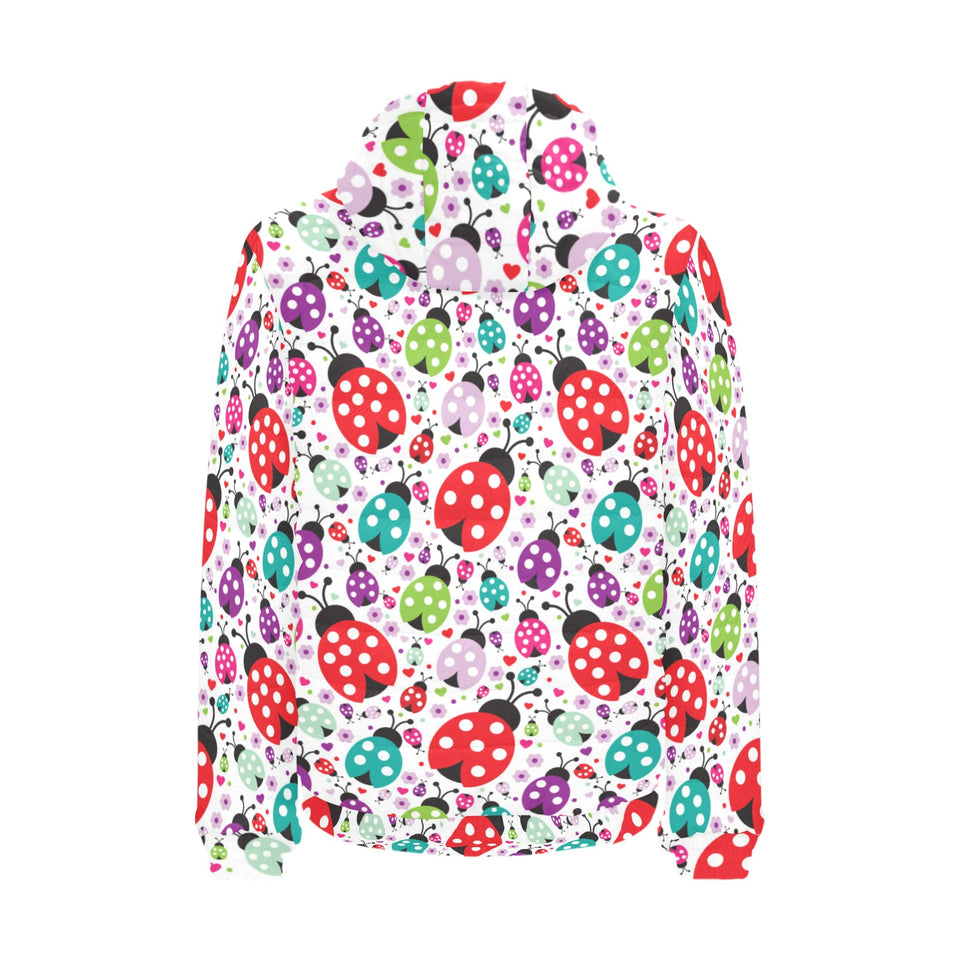 Ladybug Pattern Print Design 03 Men's Padded Hooded Jacket