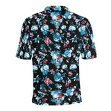 Skull flower roses leave pattern Men's All Over Print Polo Shirt
