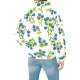 blueberry white background Men's Padded Hooded Jacket