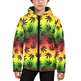 Canabis Marijuana Weed Pattern Print Design 03 Kids' Boys' Girls' Padded Hooded Jacket