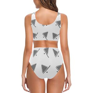 Billiard Ball Pattern Print Design 03 Chest Bowknot High Waisted Bikini Swimsuit
