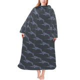 Swordfish Pattern Print Design 03 Blanket Robe with Sleeves