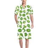 Cute broccoli pattern Men's V-Neck Short Pajama Set