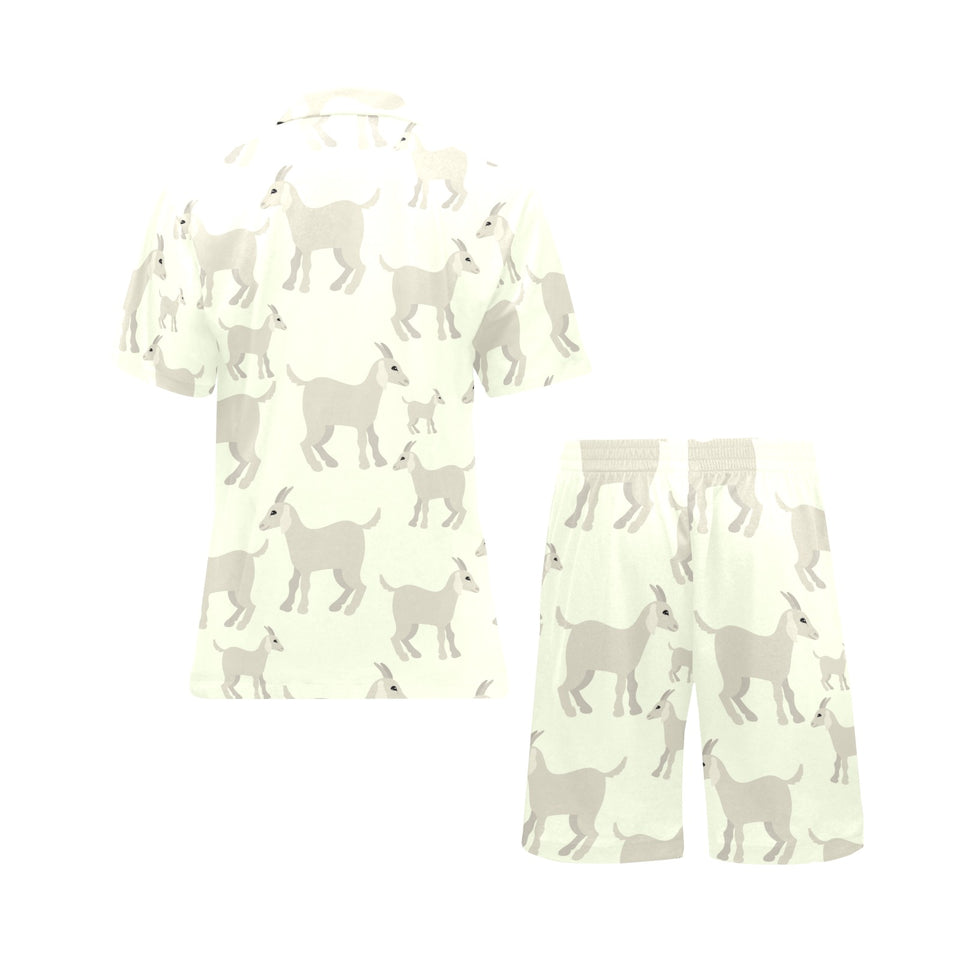 Little young goat pattern Men's V-Neck Short Pajama Set
