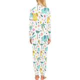 Cute elephants palm tree flower butterfly pattern Women's All Over Print Pajama Set