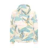 Bonsai bamboo stork japanese pattern cream theme Men's Padded Hooded Jacket