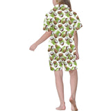 Coconut Pattern Print Design 04 Kids' Boys' Girls' V-Neck Short Pajama Set