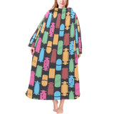 Skate Board Pattern Print Design 02 Blanket Robe with Sleeves