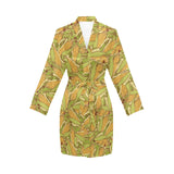 Corn Pattern Print Design 01 Women's Long Sleeve Belted Night Robe