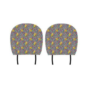 Cute yellow monkey leaves pattern Car Headrest Cover