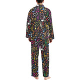 Music Notes Pattern Print Design 02 Men's Long Pajama Set