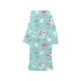 Cute koalas blue background pattern Blanket Robe with Sleeves