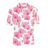 pink purple orchid pattern background Men's All Over Print Polo Shirt